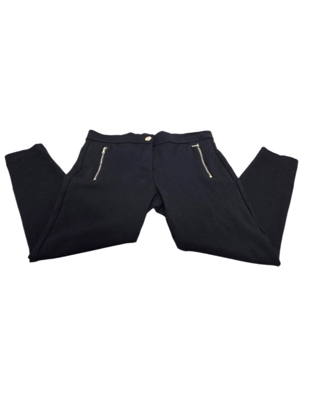 LOFT Ponte Black Pants w Goldtone Zippers Size 8P